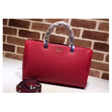 Gucci Bamboo Tote Bags Grainy Calf Leather Red Gucci Bamboo Tote Bags Grainy Calf Leather Red