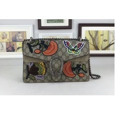 Gucci Dionysus GG Supreme Canvas Shoulder Bag Butterfly and Flowers Apricot Gucci Dionysus GG Supreme Canvas Shoulder Bag Butterfly and Flowers Apricot