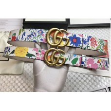 Gucci 30mm/38mm Ken Scott print GG Marmont belt in White multicolor leather