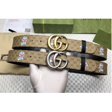 Gucci Doraemon x Gucci elt GG Supreme canvas/Black Leather With Gold/Silver Buckle Gucci Doraemon x Gucci elt GG Supreme canvas/Black Leather With Gold/Silver Buckle
