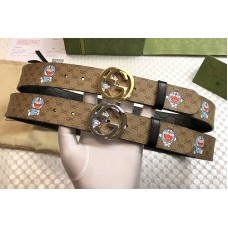 Gucci Doraemon x Gucci elt GG Supreme canvas/Black Leather With Gold/Silver Buckle Gucci Doraemon x Gucci elt GG Supreme canvas/Black Leather With Gold/Silver Buckle