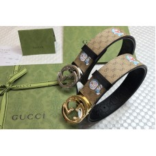 Gucci Doraemon x Gucci elt GG Supreme canvas/Black Leather With Gold/Silver Buckle Gucci Doraemon x Gucci elt GG Supreme canvas/Black Leather With Gold/Silver Buckle