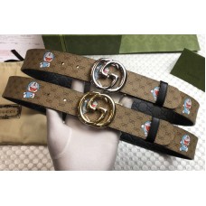 Gucci Doraemon x Gucci elt GG Supreme canvas/Black Leather With Gold/Silver Buckle Gucci Doraemon x Gucci elt GG Supreme canvas/Black Leather With Gold/Silver Buckle