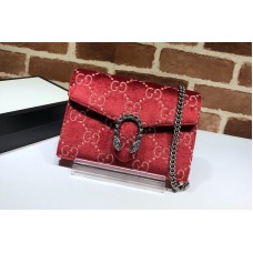 Gucci Dionysus mini leather chain bag in Red GG velvet Gucci Dionysus mini leather chain bag in Red GG velvet