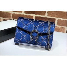 Gucci Dionysus mini leather chain bag in Blue GG velvet Gucci Dionysus mini leather chain bag in Blue GG velvet