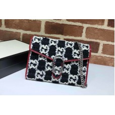Gucci Dionysus mini leather chain bag in Black and White GG tweed Gucci Dionysus mini leather chain bag in Black and White GG tweed