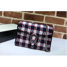 Gucci Dionysus mini leather chain bag in Blue/White/Red GG tweed Gucci Dionysus mini leather chain bag in Blue/White/Red GG tweed