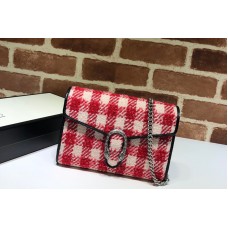 Gucci Dionysus mini leather chain bag in Red/White GG tweed Gucci Dionysus mini leather chain bag in Red/White GG tweed