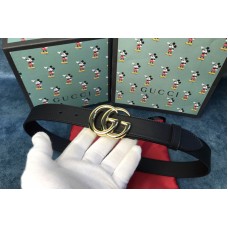 Gucci GG Marmont leather 30mm belt with shiny buckle in Black leather Gucci GG Marmont leather 30mm belt with shiny buckle in Black leather
