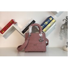 Dior Medium Bois De Rose Lady D-lite Embroidered Cannage Bag With Silver Hardware Dior Medium Bois De Rose Lady D-lite Embroidered Cannage Bag With Silver Hardware