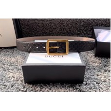 Gucci 40mm Gucci Signature belt with Gold GG Buckle in Black Signature leather