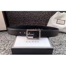 Gucci 40mm Gucci Signature belt with Silver GG Buckle in Black Signature leather
