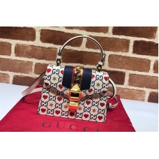 Gucci Sylvie Heart Star mini leather bag In White Leather Gucci Sylvie Heart Star mini leather bag In White Leather