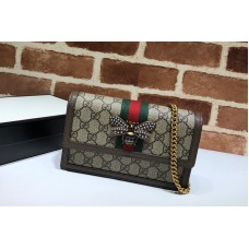 Gucci Queen Margaret Mini GG Bag in Beige/ebony GG Supreme canvas With Brown Leather