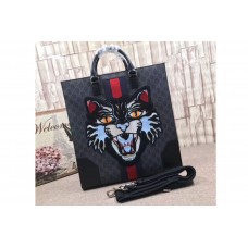 Gucci Angry Cat GG Supreme Tote with Embroidered Black Gucci Angry Cat GG Supreme Tote with Embroidered Black