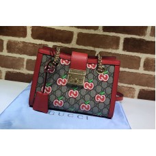 Gucci Padlock small GG bees shoulder bag