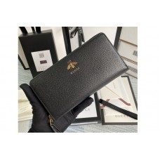 Gucci Animalier leather zip around wallet in Black metal-free tanned leather