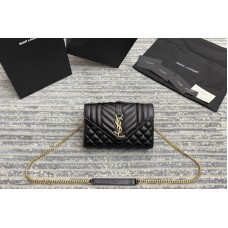 Saint Laurent ENVELOPE SMALL BAG IN MIX MATELASSÉ GRAIN DE POUDRE EMBOSSED LEATHER