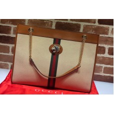 Gucci Rajah GG tote Bag in Beige Denim with Brown leather