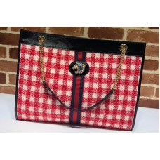 Gucci Rajah GG tote Bag in Red Denim with web