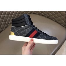 Gucci Men’s Ace GG high-top sneaker in Black GG Supreme canvas
