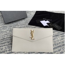 Saint Laurent uptown pouch in White GRAIN DE POUDRE EMBOSSED LEATHER Saint Laurent uptown pouch in White GRAIN DE POUDRE EMBOSSED LEATHER