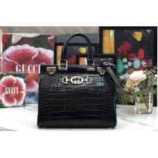 Gucci Zumi Leather small top handle bags Black Crocodile Leather Gucci Zumi Leather small top handle bags Black Crocodile Leather