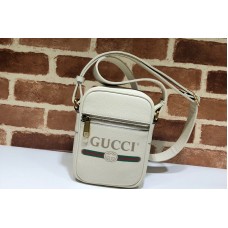 Gucci Print leather shoulder bag in White Leather