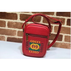 Gucci Print leather shoulder bag in Red Leather