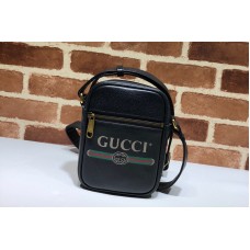 Gucci Print leather shoulder bag in Black Leather