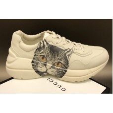 Women and Men Gucci Rhyton sneaker with Mystic Cat in White Leather Women and Men Gucci Rhyton sneaker with Mystic Cat in White Leather