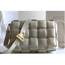 Bottega Veneta padded cassette bag in White Lambskin Leather