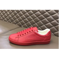 Gucci Men’s Ace sneaker with Interlocking G in Hibiscus red leather