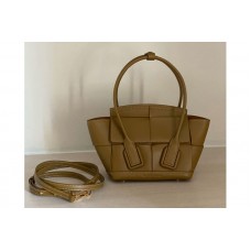 Bottega Veneta BV Mini Arco Top-handle Bag In Mustard Calfskin Leather