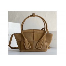 Bottega Veneta BV Mini Arco Top-handle Bag In Tan Suede Leather