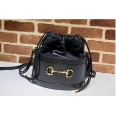 Gucci GG 1955 Horsebit bucket bag Black/Blue textured leather Gucci GG 1955 Horsebit bucket bag Black/Blue textured leather