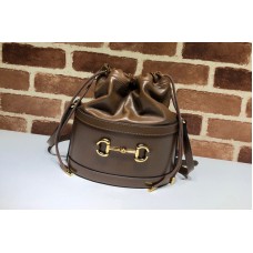 Gucci GG 1955 Horsebit bucket bag Brown textured leather