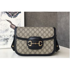 Gucci 1955 Horsebit shoulder bag in GG Supreme canvas and Black Leather