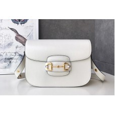 Gucci 1955 Horsebit shoulder bag in White textured leather