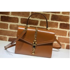 Gucci Sylvie 1969 small top handle bag in Brown textured leather Gucci Sylvie 1969 small top handle bag in Brown textured leather