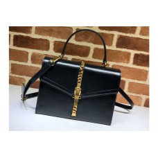 Gucci Sylvie 1969 small top handle bag in Black textured leather Gucci Sylvie 1969 small top handle bag in Black textured leather