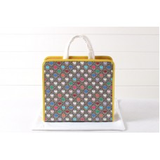 Gucci Children’s GG hearts tote bag in GG Supreme Canvas With Lemon Leather Gucci Children’s GG hearts tote bag in GG Supreme Canvas With Lemon Leather