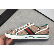 Mens and Womens Gucci Disney x Gucci Tennis 1977 sneaker with Web in Beige GG Supreme Mens and Womens Gucci Disney x Gucci Tennis 1977 sneaker with Web in Beige GG Supreme