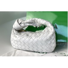 Bottega Veneta Mini Jodie Rounded hobo bag in White Intrecciato leather