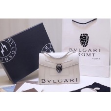 Bvlgari Serpenti Forever Flap Cover Bags White Calf Leather With Bvlgari Print Bvlgari Serpenti Forever Flap Cover Bags White Calf Leather With Bvlgari Print