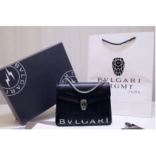 Bvlgari Serpenti Forever Flap Cover Bags Black Calf Leather With Bvlgari Print Bvlgari Serpenti Forever Flap Cover Bags Black Calf Leather With Bvlgari Print