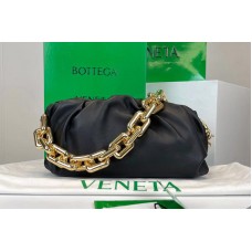 Bottega Veneta Chain Pouch Shoulder Bag in Black Lambskin Leather With Gold Chain