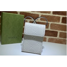 Gucci GG embossed mini bag in GG embossed White leather