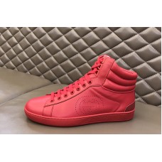 Gucci Men’s high-top Ace sneaker in Hibiscus red leather