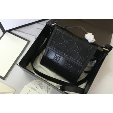 Gucci GG embossed messenger bag in Black GG embossed leather
